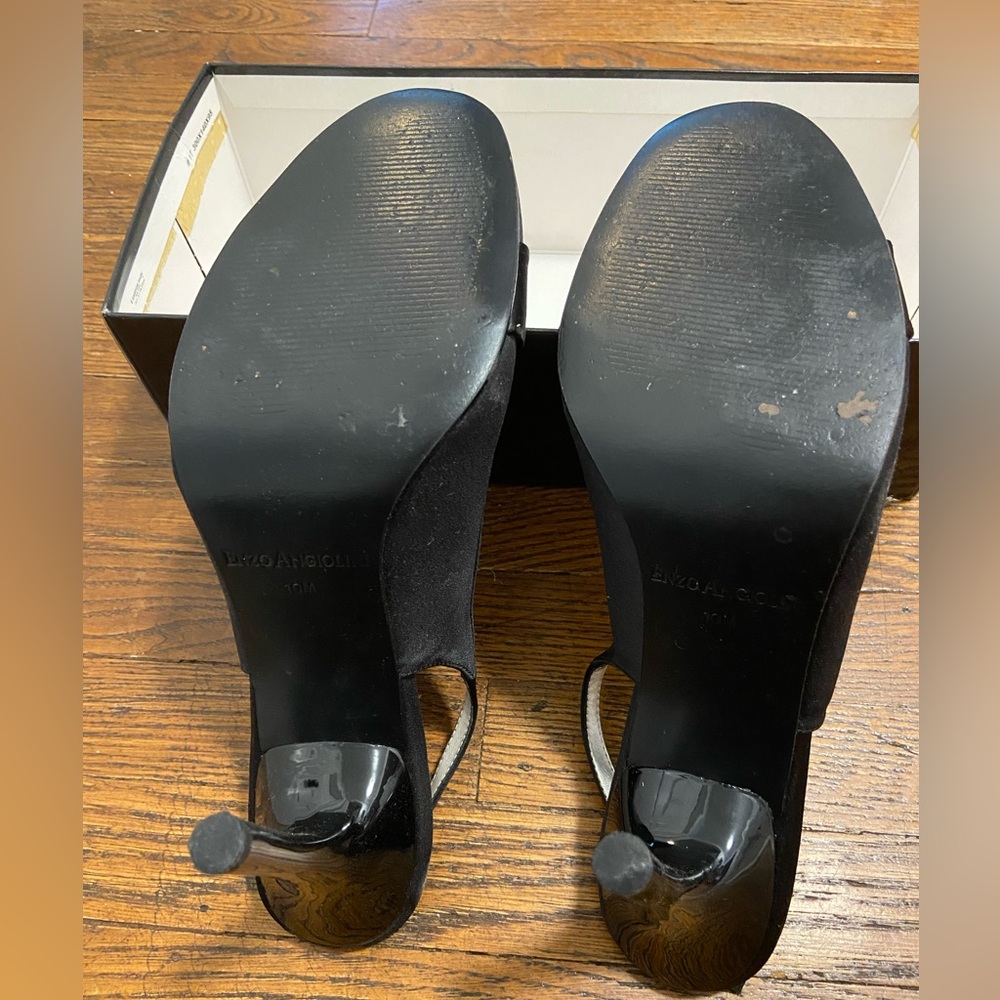 Enzo Angiolini Black Heels with Rhinestone Buckle - Picture 3 of 4